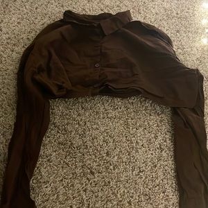 h&m cropped long sleeve blouse